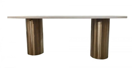 Vig Furniture - Modrest Rocky - Glam White Marble & Brush Gold Dining Table - Vggmm-Dt-1360A-Dt