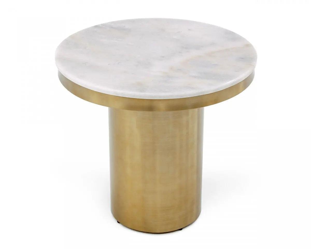 Vig Furniture - Modrest Rocky - Glam White & Gold End Table - Vggmm-Et-1360A