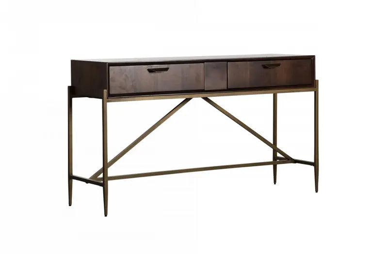 Vig Furniture - Modrest Shane - Modern Acacia & Brass Console Table - Vgnx-Memphis-20181