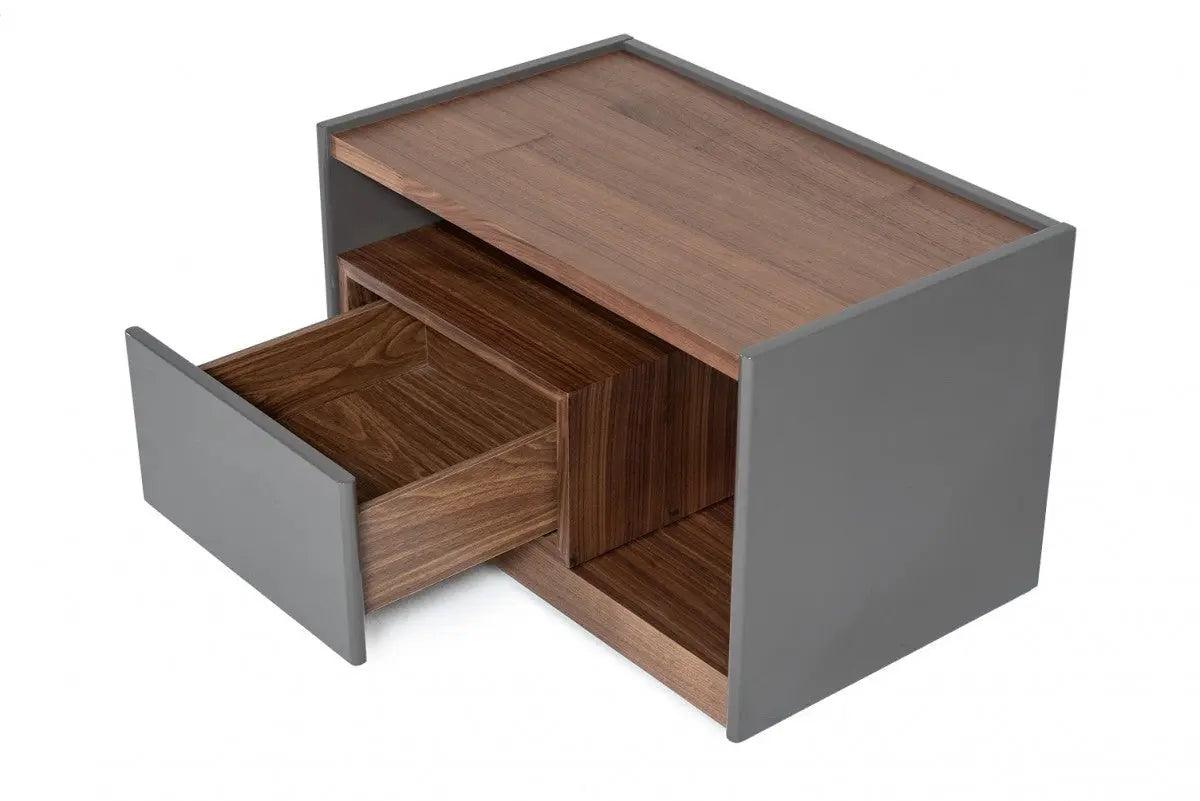Vig Furniture - Modrest Tara - Modern Walnut Nightstand - Vgbb-Ru-Dw70-Wal