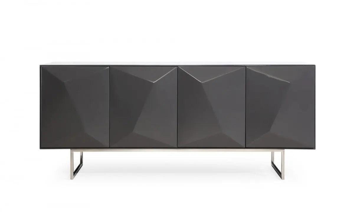 Vig Furniture - Modrest Vanguard - Modern Dark Grey High Gloss Buffet - Vgvcg1108-Buf-Gry