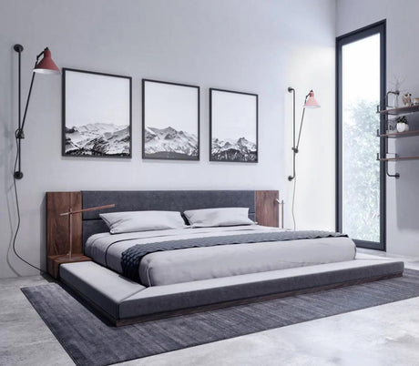 Vig Furniture - Nova Domus Jagger Modern Dark Grey & Walnut Bed - Vgmabr-55-Bed