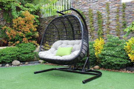 Vig Furniture - Renava San Juan Outdoor Black & Beige Hanging Chair - Vgatrahm-026