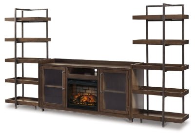 Ashley Brown/Gunmetal Starmore W633W6 3 - Piece Wall Unit with Electric Fireplace | Home Elegance USA