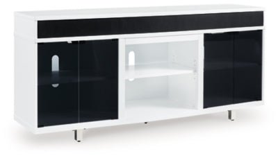 Ashley White/Black Gardoni XL TV Stand w/Fireplace Option | Home Elegance USA