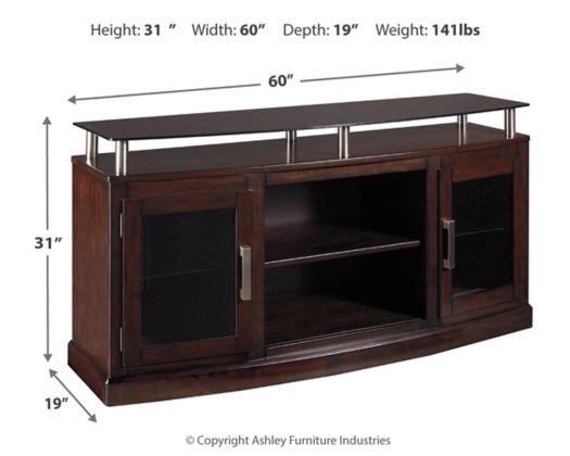 Dark Brown Chanceen W757W3 60" TV Stand with Electric Fireplace | Ashley | Home Elegance USA