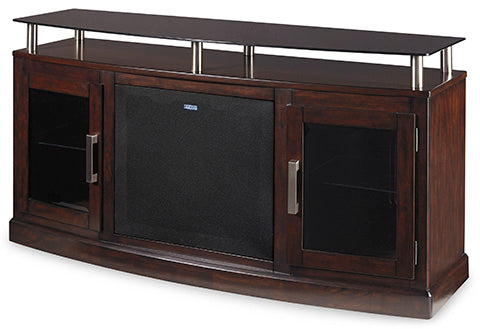 Ashley Dark Brown Chanceen W757W4 60" TV Stand with Electric Fireplace | Home Elegance USA