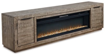 Ashley Weathered Gray Krystanza W760W1 TV Stand with Electric Fireplace | Home Elegance USA