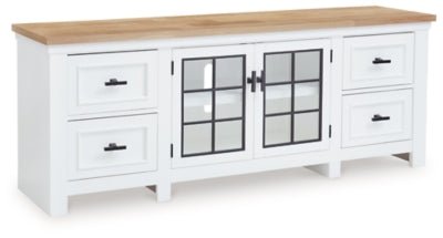 Ashley White/Natural Ashbryn Extra Large TV Stand | Home Elegance USA
