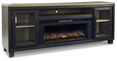 Ashley Black/Brown Foyland W989W1 83" TV Stand with Electric Fireplace | Home Elegance USA