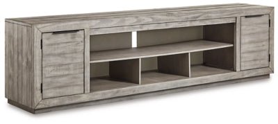 Ashley Gray Naydell XL TV Stand w/Fireplace Option | Home Elegance USA