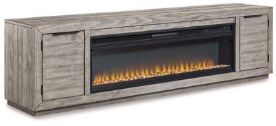 Ashley Gray Naydell W996W1 92" TV Stand with Electric Fireplace | Home Elegance USA