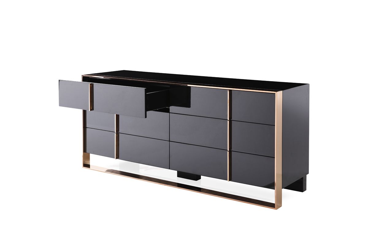 Cartier Modern Black & Rose Gold Bedroom Set – VIG Furniture - Home Elegance USA