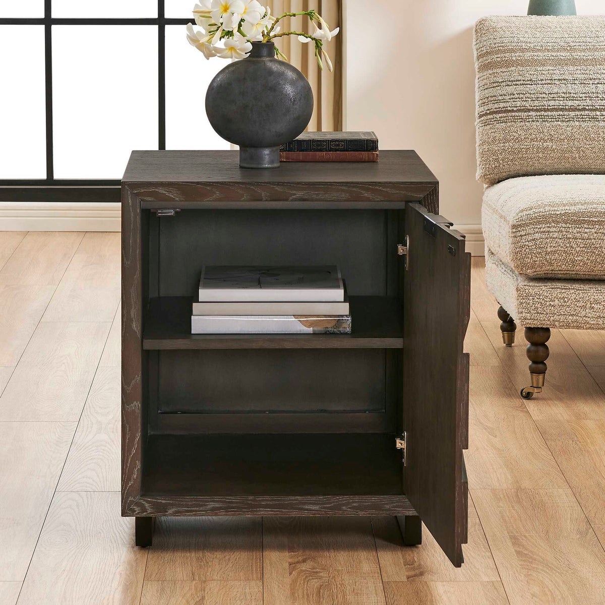 Barrett Oak Cabinet Dark Charcoal - Black by Uttermost - View 5