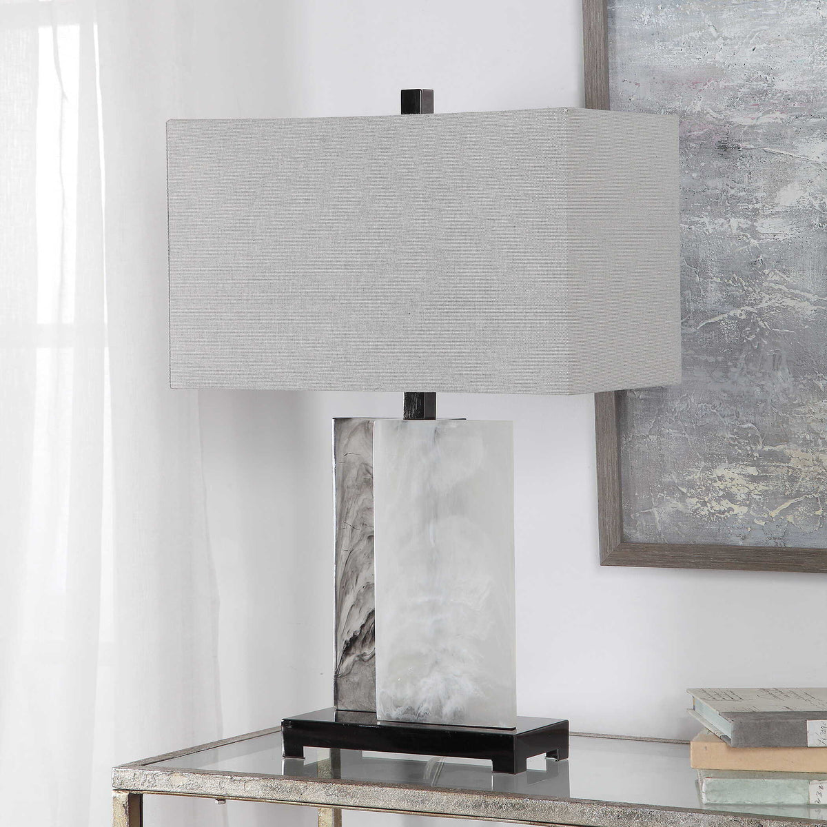 Vanda Table Lamp - Silver / Black by Uttermost - View 3