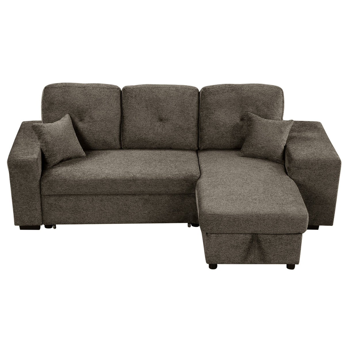 Reversible Sleeper Sectional Sofa Bed with Side Shelf and 2 Stools, Pull-Out L-Shaped Sofa Bed, Corner Sofa-Bed with Storage Chaise, Knox Charcoal Velvet - sold by Home Elegance USA