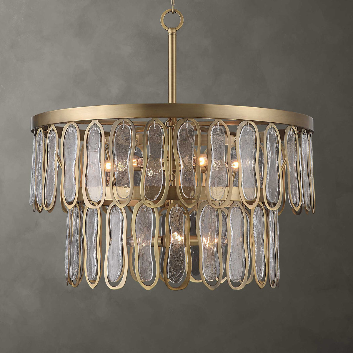 Aurelie 9 Light Round Pendant Brass - Yellow / White by Uttermost - View 2