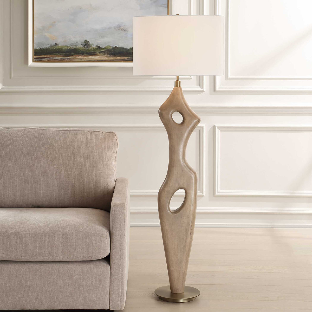 Almyra Solid Wood Floor Lamp - Light Brown by Uttermost - View 2