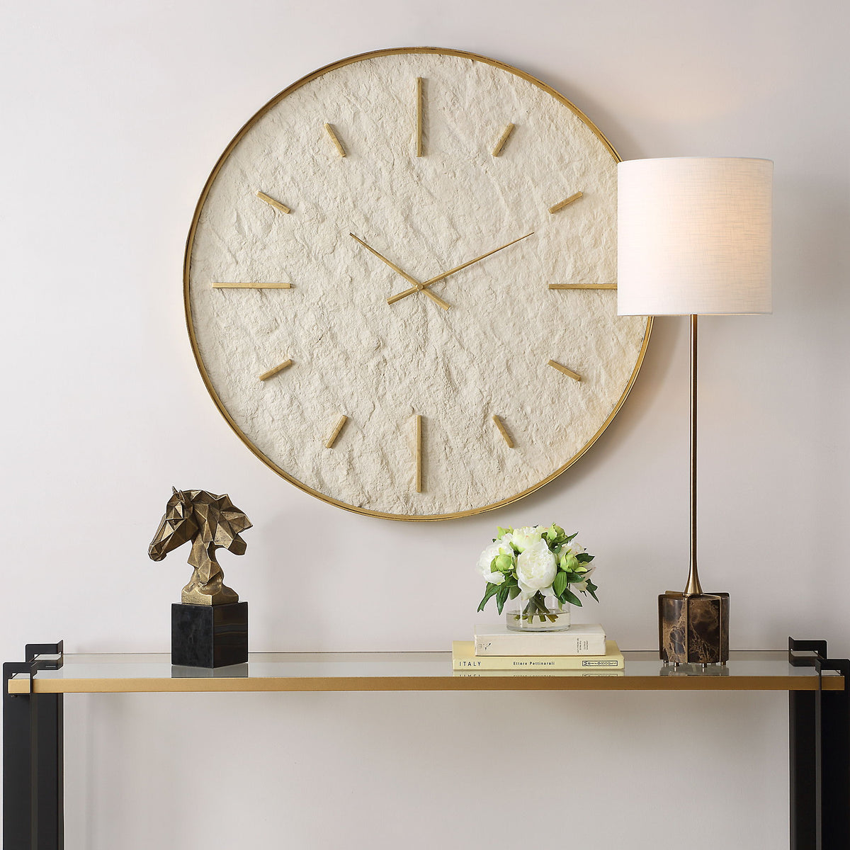 Stone Serenity Wall Clock - Light Brown by Uttermost - View 2