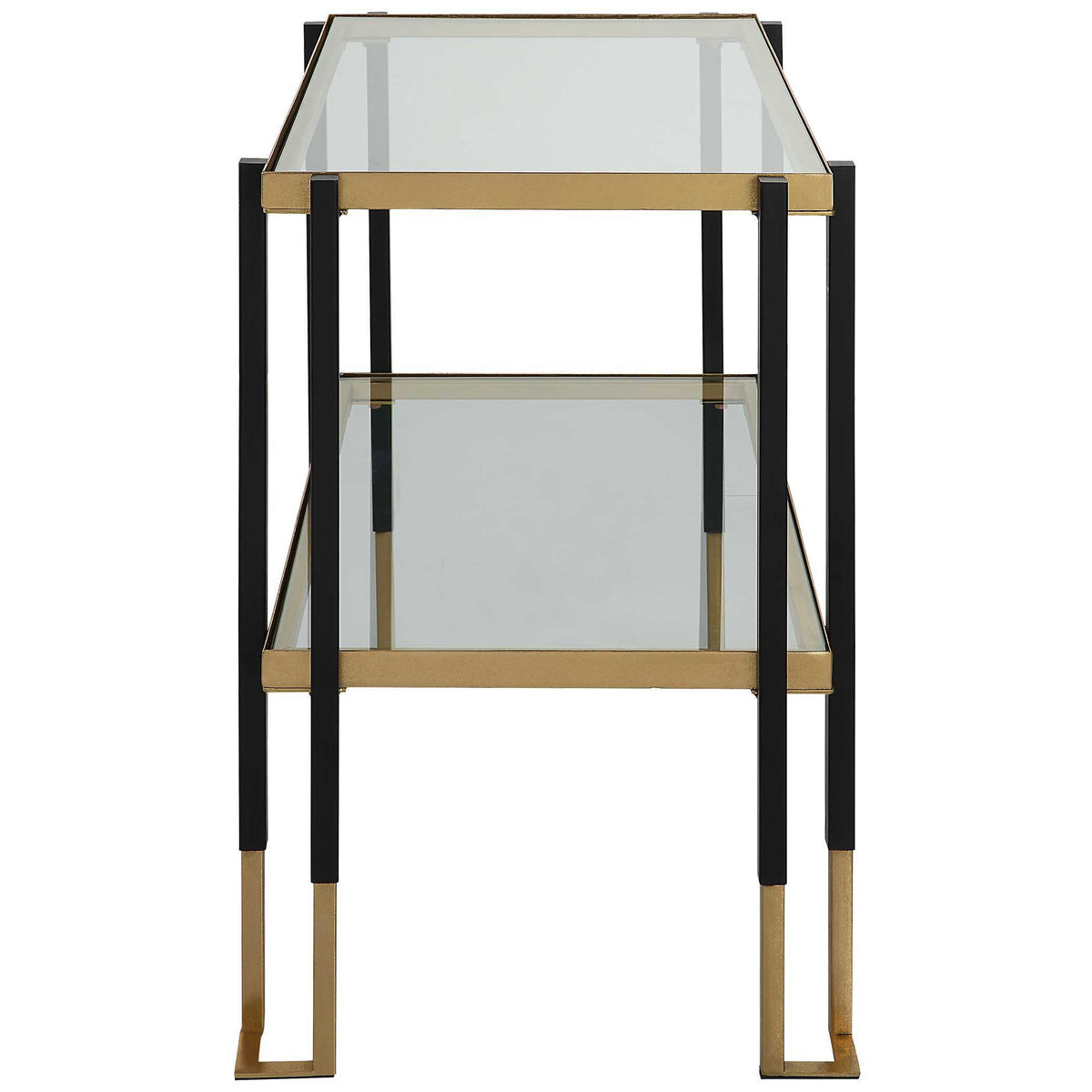 Kentmore Glass Side Table Black & Gold - Gold / Black by Uttermost - View 4
