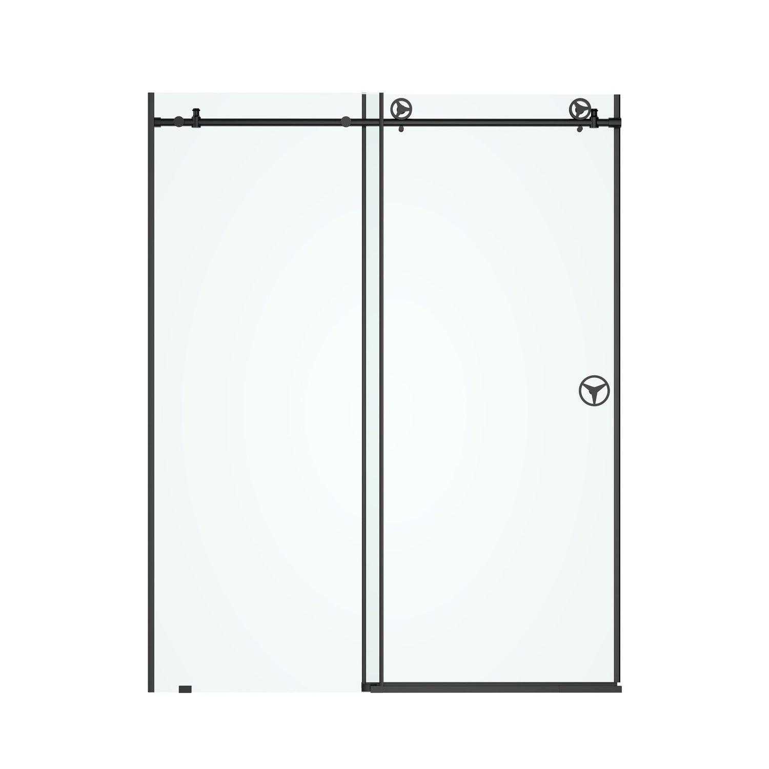 60 in. W x 76 in. HSliding Frameless Shower Door in Matte Black with Clear Glass | Home Elegance USA