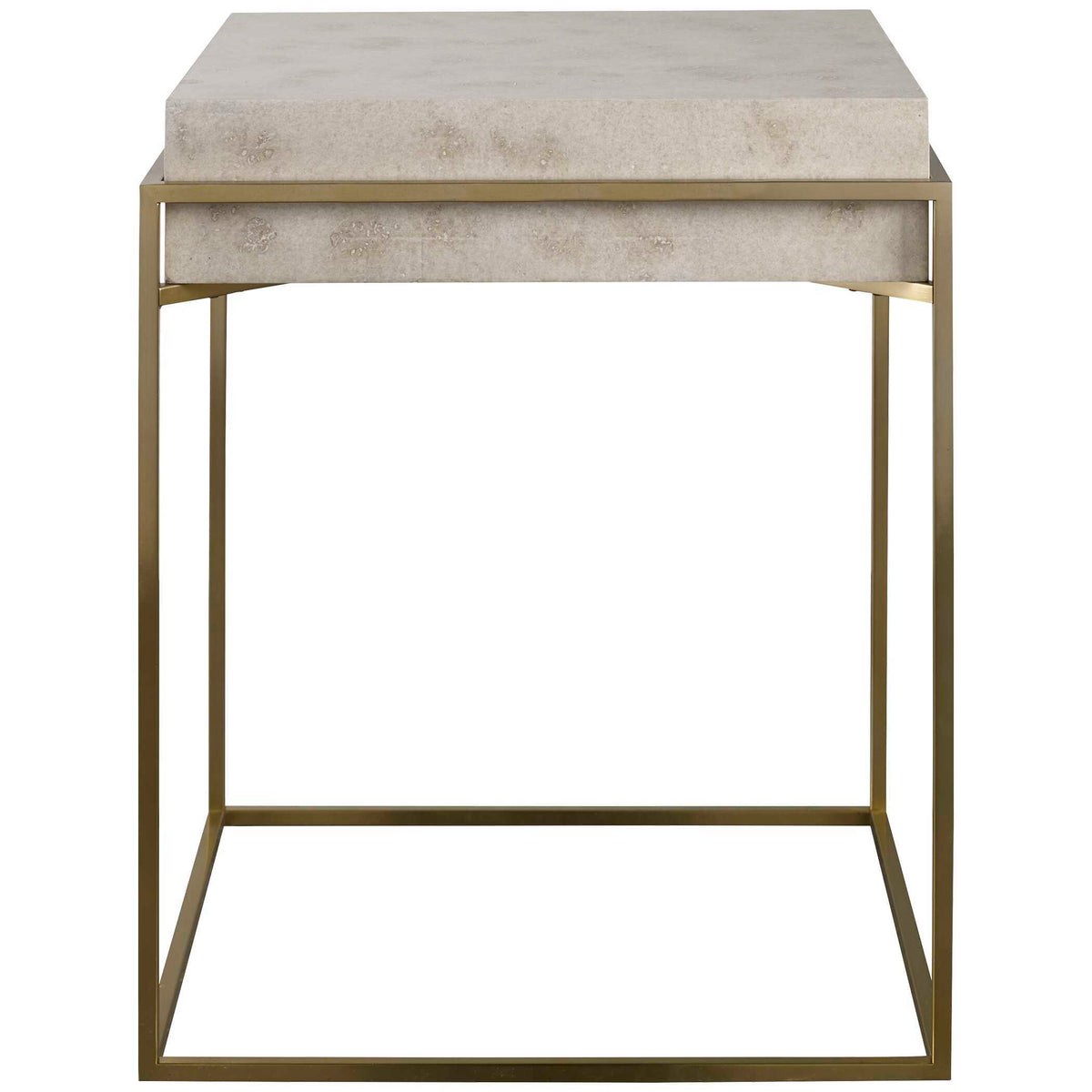 Inda Modern Accent Table Beige & Gold - Beige / Yellow by Uttermost - View 3