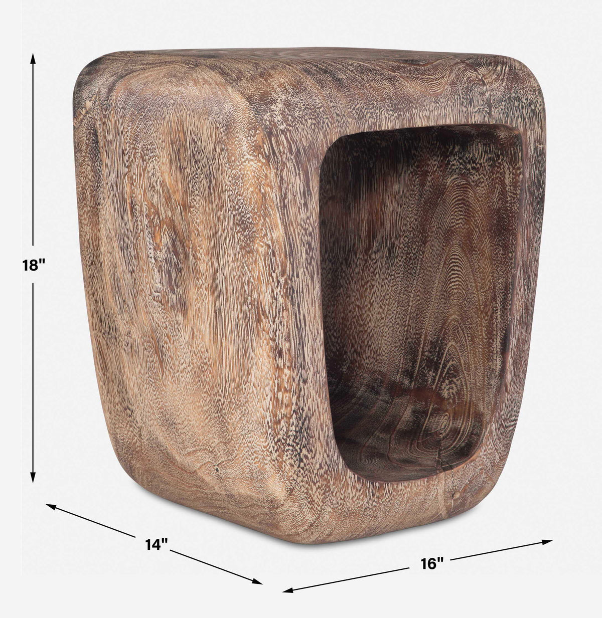 Loophole Bleached Wash Accent Stool - Dark Brown by Uttermost - View 10