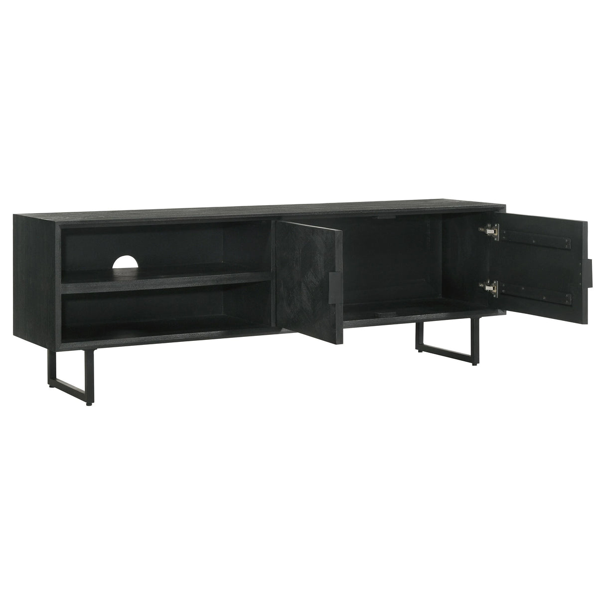 Manaya Charcoal Black 2-Door TV Stand - sold by Home Elegance USA