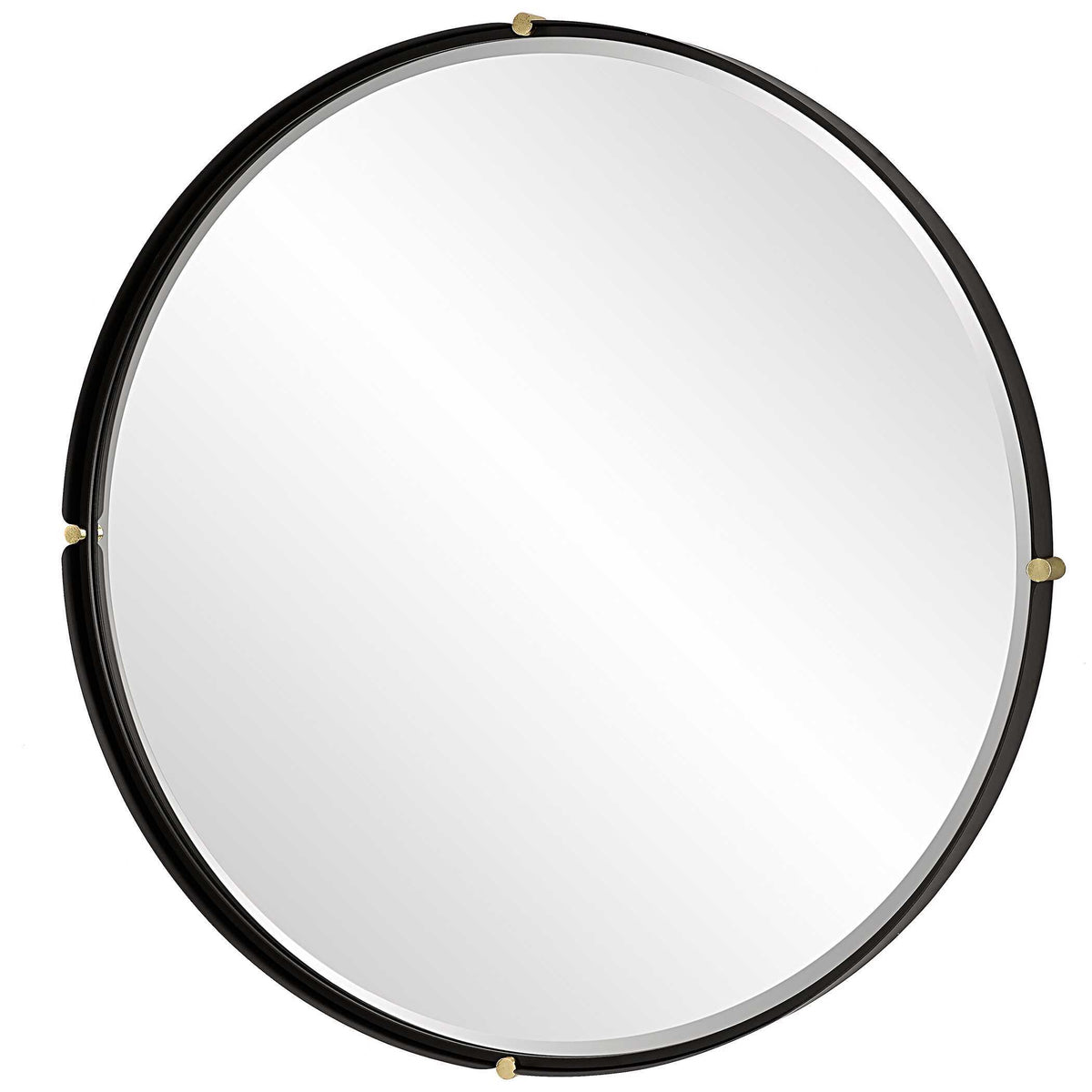 Bonded Round Mirror - Black by Uttermost - View 4