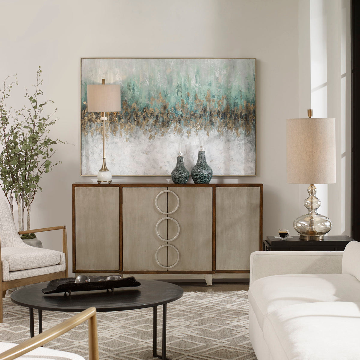 Divide Hand Painted Art - Blue / Beige by Uttermost - View 2