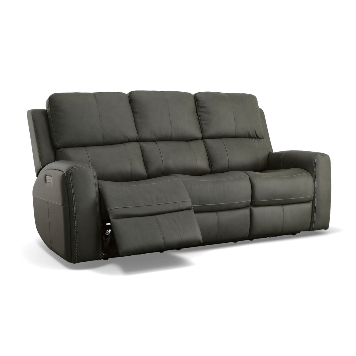 Linden Power Reclining Sofa With Power Headrests & Lumbar - Charcoal | Flexsteel