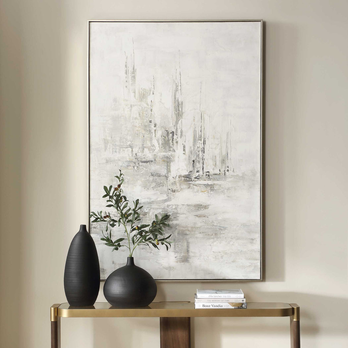 Hours In Silence Abstract Art - Gray / White by Uttermost - View 2
