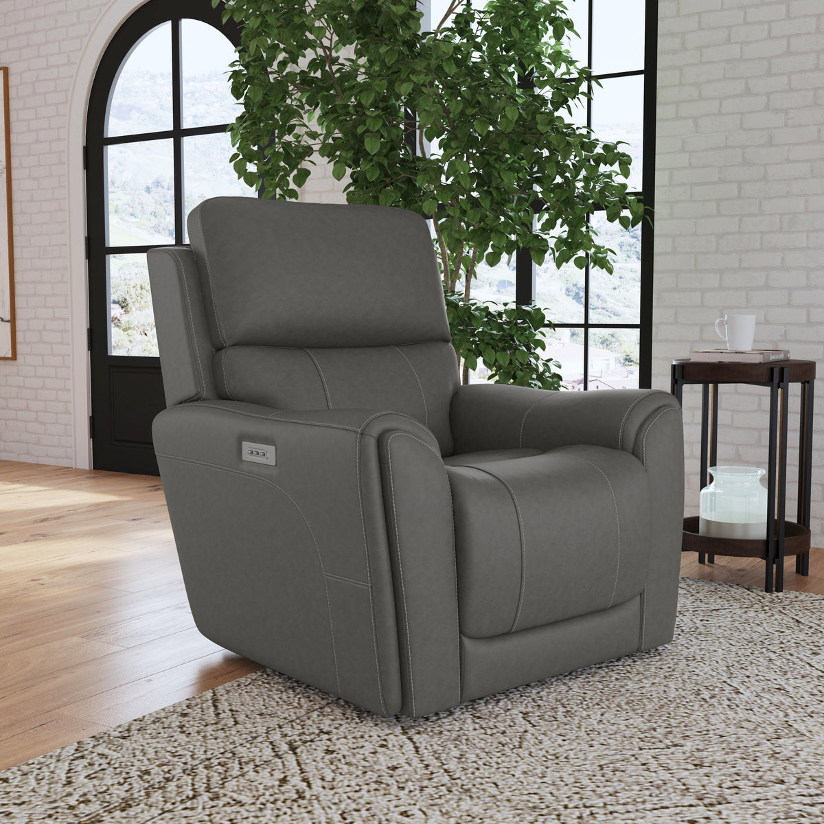 Carter Power Recliner With Power Headrest & Lumbar - Smoke | Flexsteel