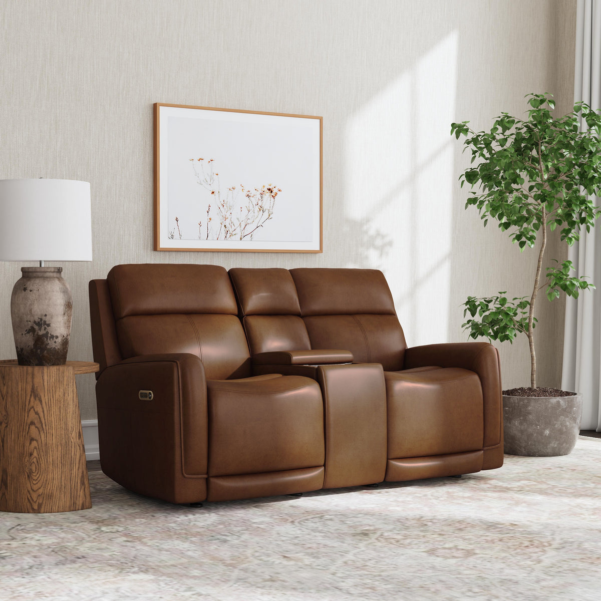 Alister Power Gliding Loveseat With Console, Power Headrests & Lumbar - Sedona | Flexsteel