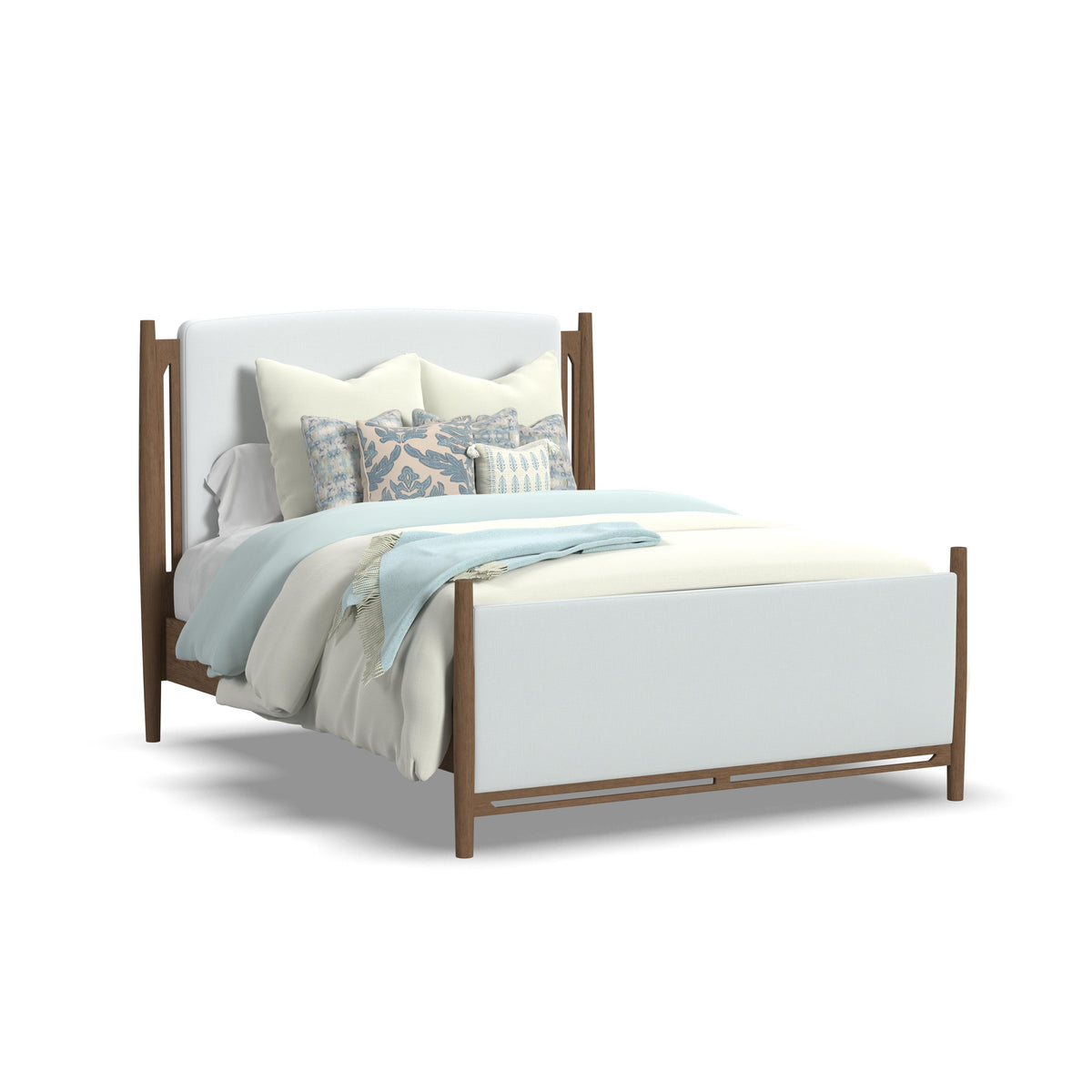 Verona Queen Upholstered Bed - White / Light Brown | Flexsteel