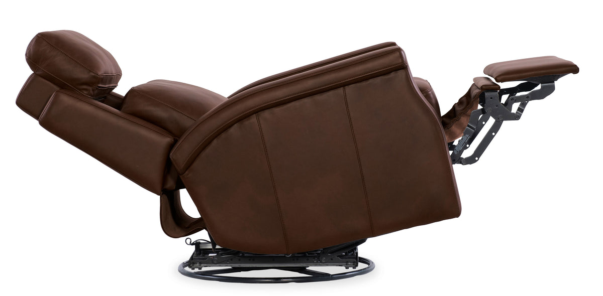 Kaufman ZG Swivel Power Recliner With Pop-Up Headrest - Dark Brown by Hooker Furniture - View 6