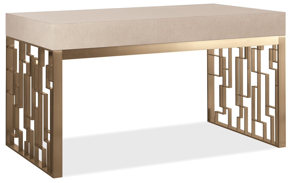 Writing Desk Polished Limestone - Beige / Gold by Hooker Furniture - View 4