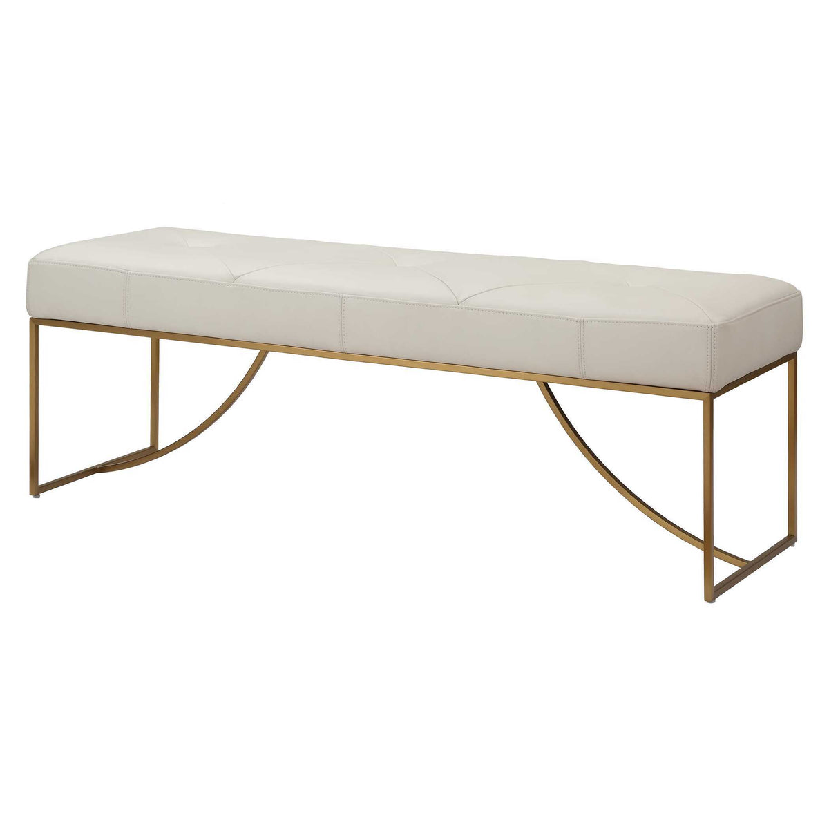 Swale Ivory Leather Bench - Beige by Uttermost - View 4