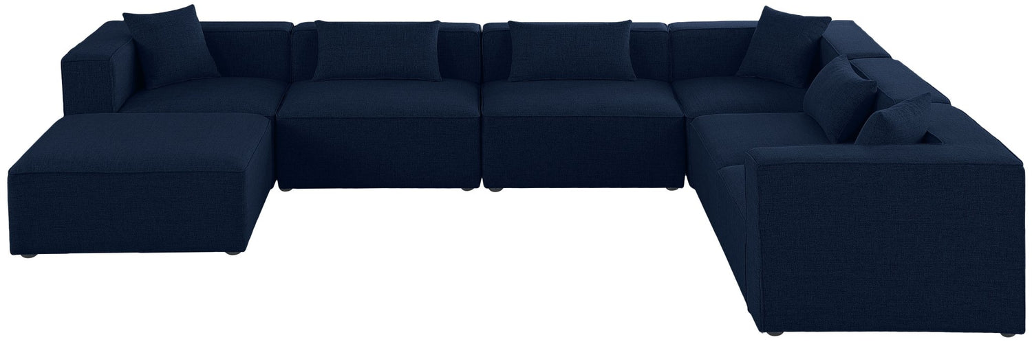 Cube - Modular Sectional 7 Piece - Navy - Fabric | Home Elegance USA