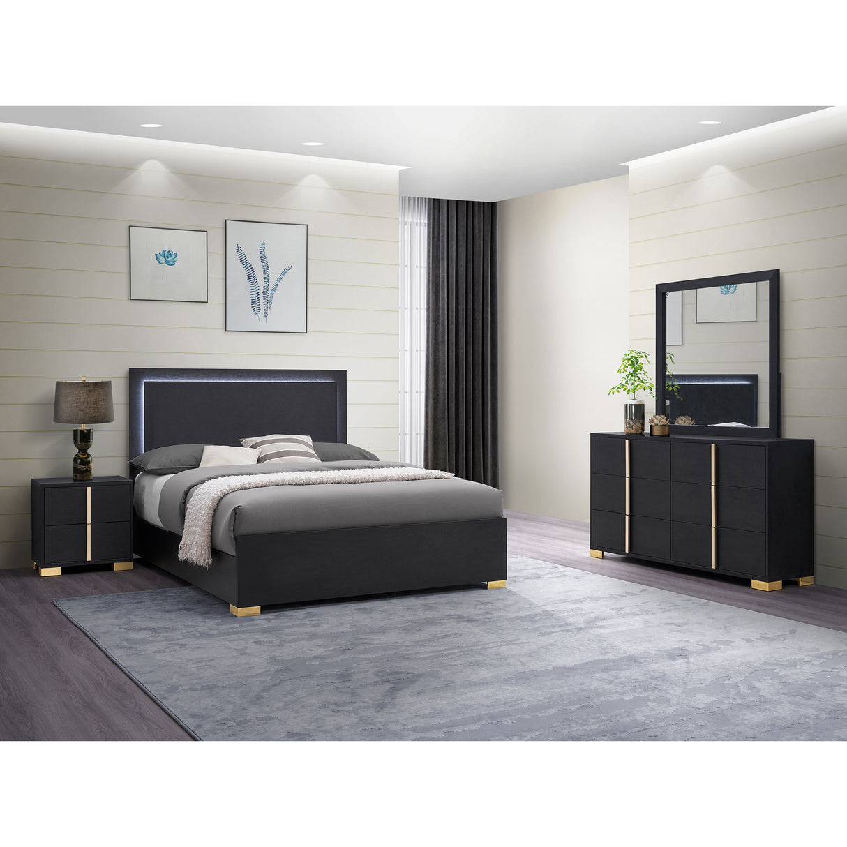 Medici Black 4-piece LED Full Bedroom Set