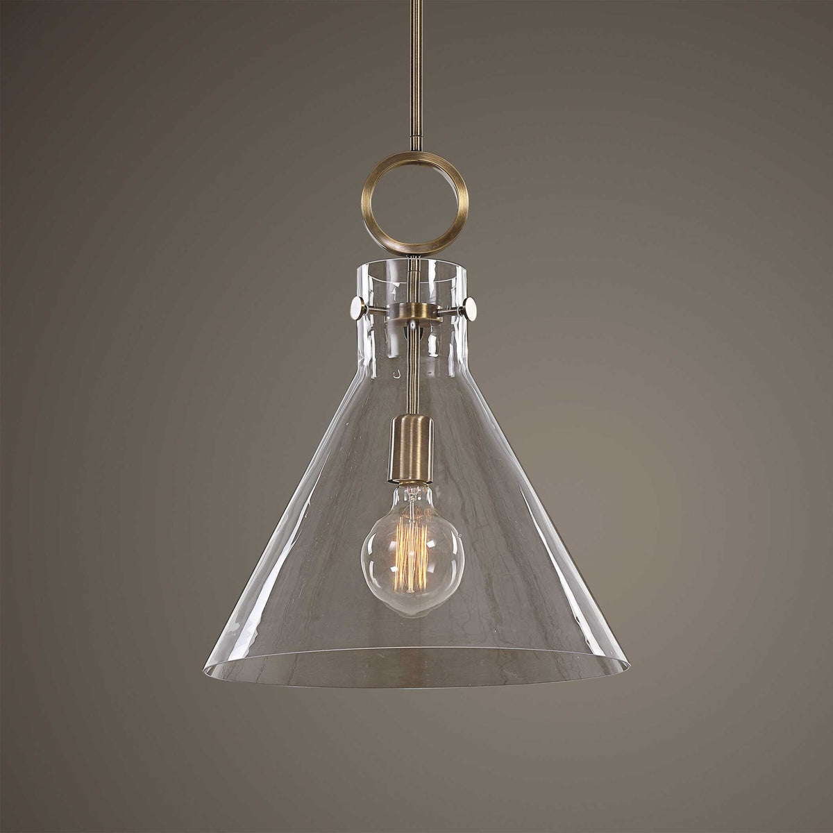 Imbuto Funnel Glass 1 Light Pendant White & Gold - White / Yellow by Uttermost - View 2