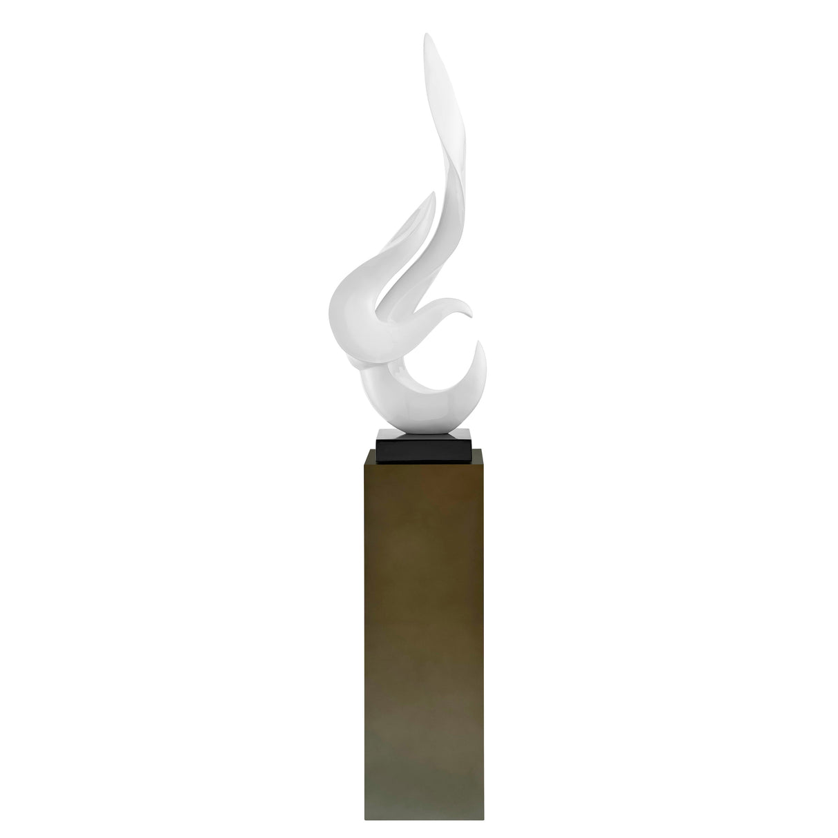 Flame 65" Tall Floor Sculpture // White With Gray Stand | Finesse - Home Elegance USA
