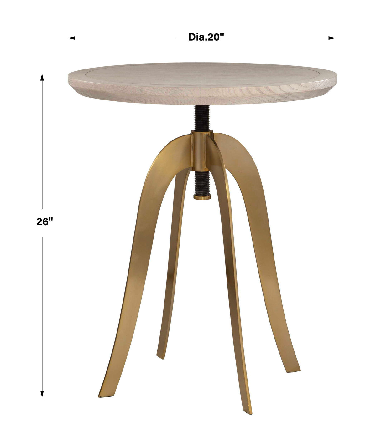 Alice Oak Adjustable Accent Table - Gold by Uttermost - View 6