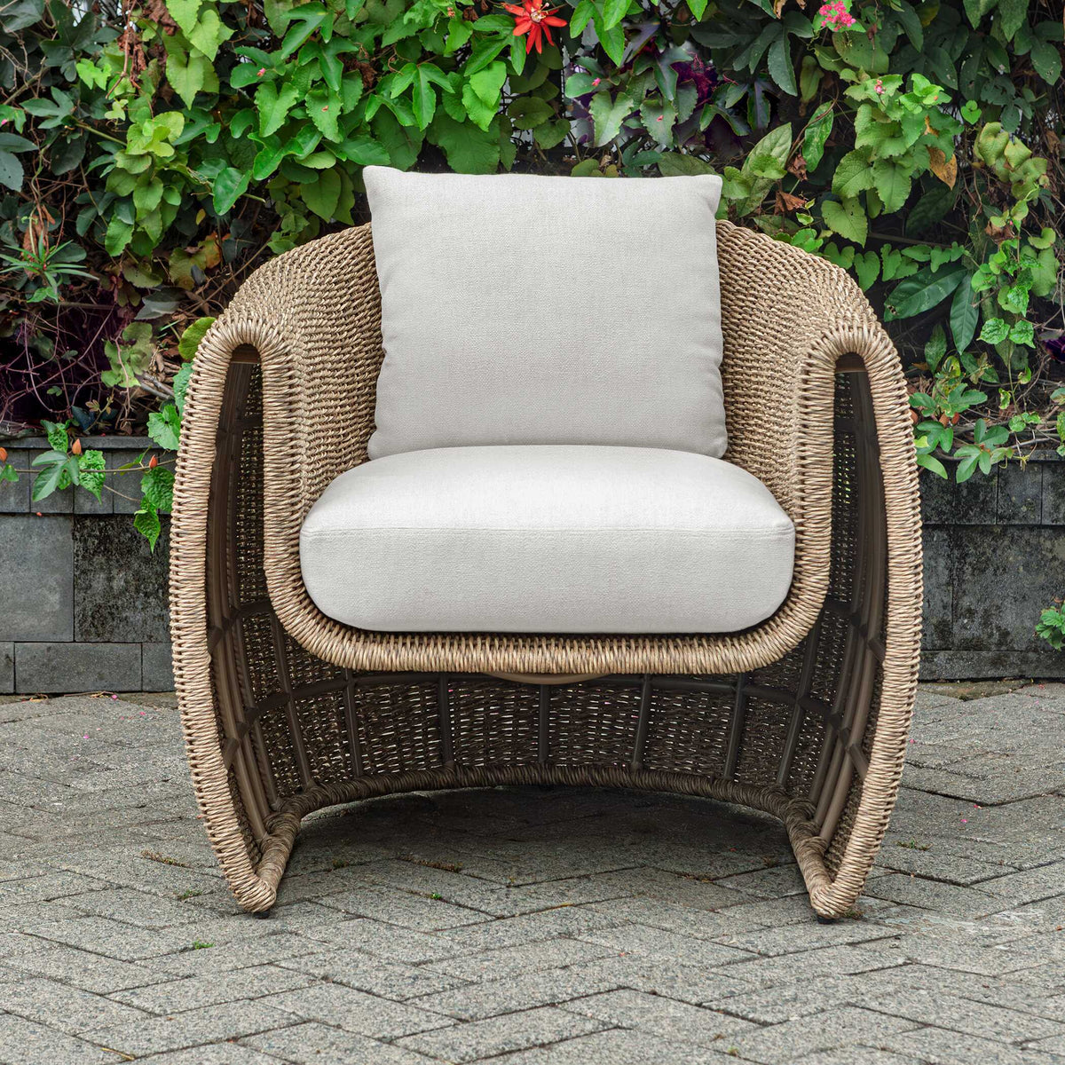 Tropic Golden Flax Outdoor Lounge Chair - Light Brown / White by Uttermost - View 3