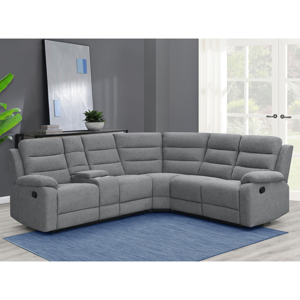 Aaron Smoke 3-piece Upholstered Sectional
