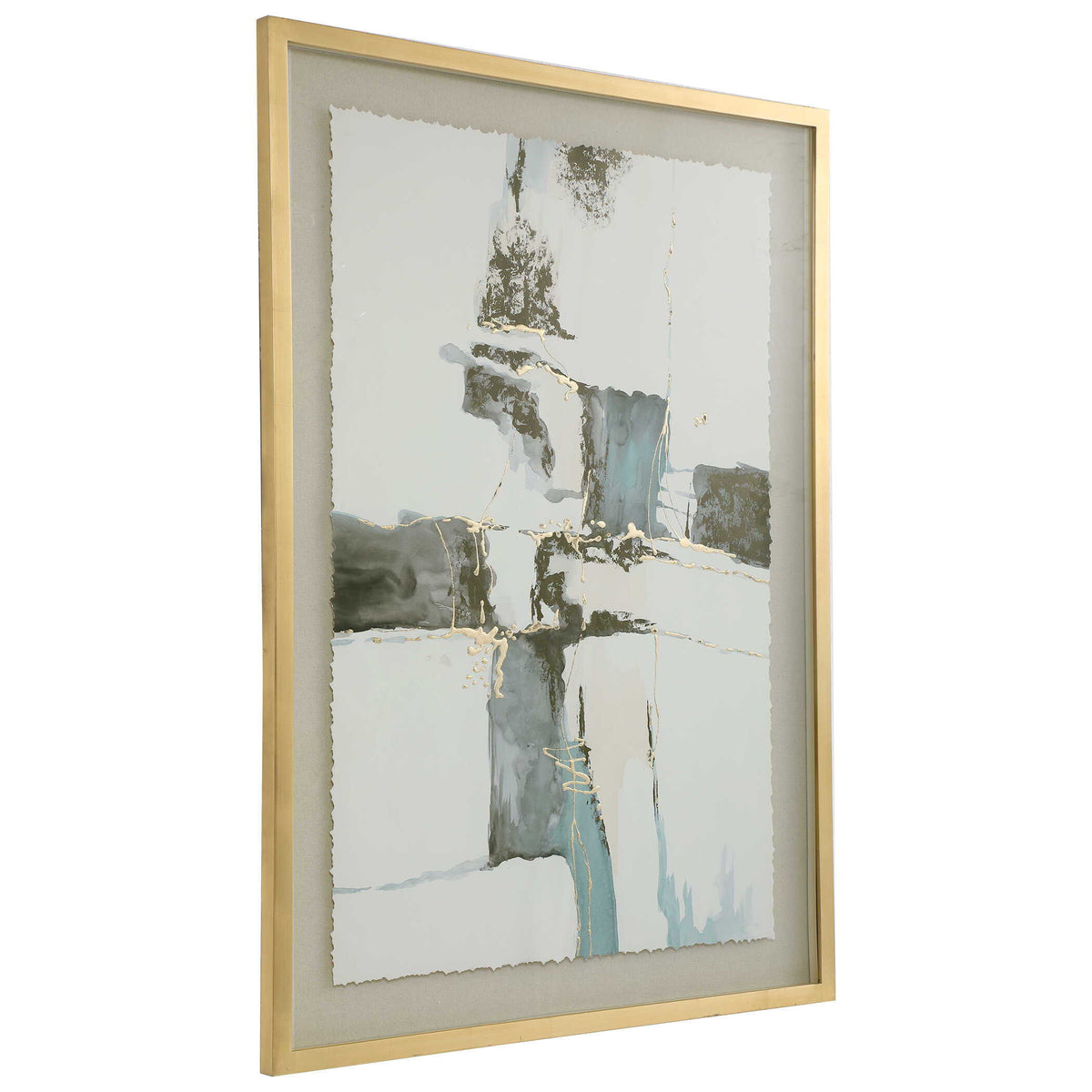 Crosswalk Abstract Art - Gold / Blue by Uttermost - View 5