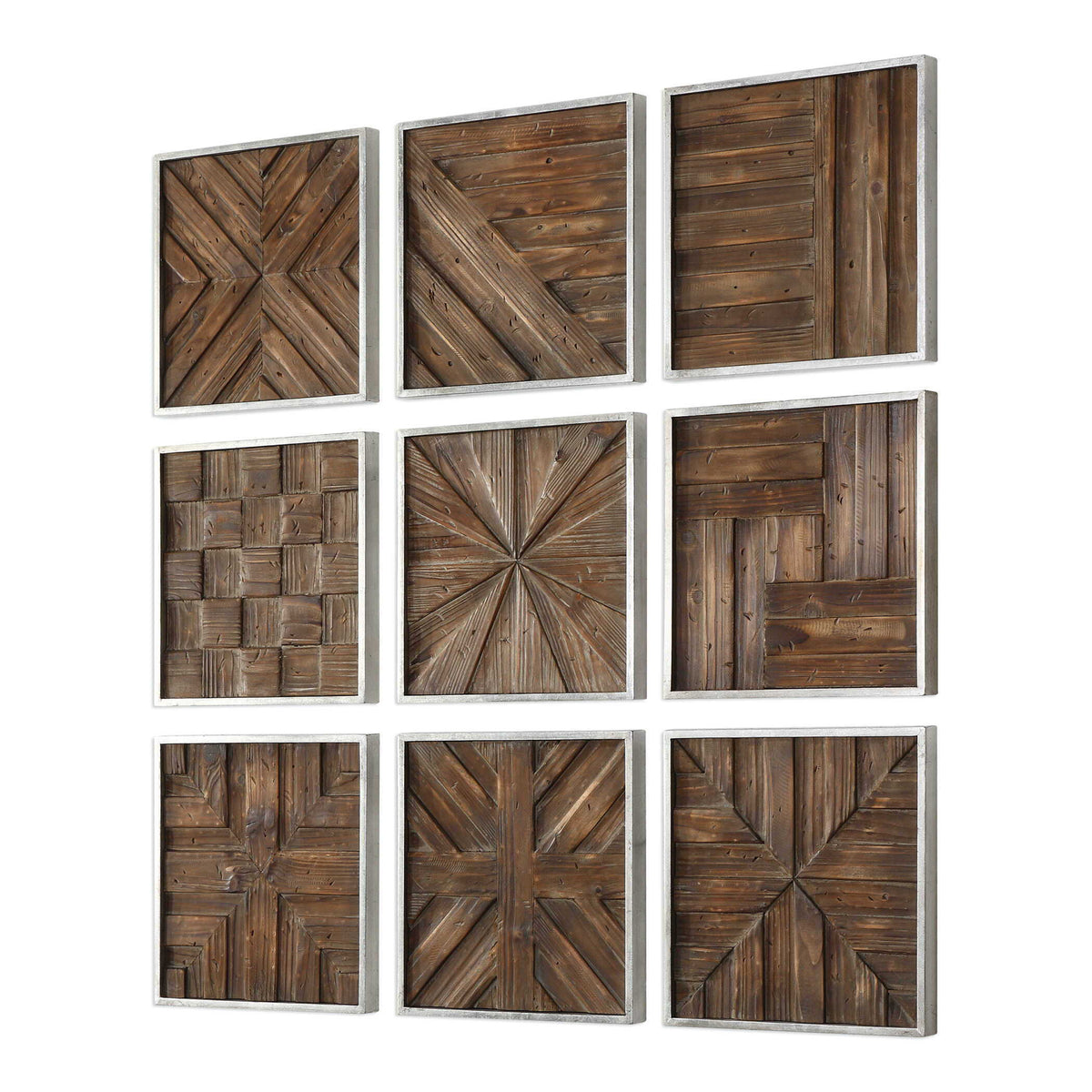 Bryndle Rustic Wooden Squares (Set of 9) - Dark Brown by Uttermost - View 3