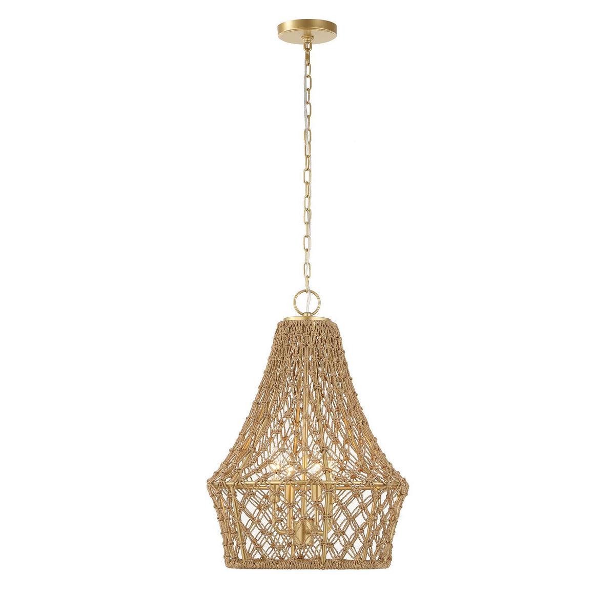 Macrame 4 Light Rope Pendant - Light Brown by Uttermost - View 5