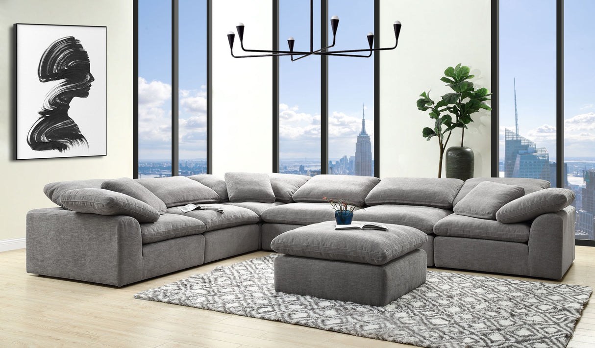 Naveen Gray Linen Modular Sectional Sofa with Ottoman