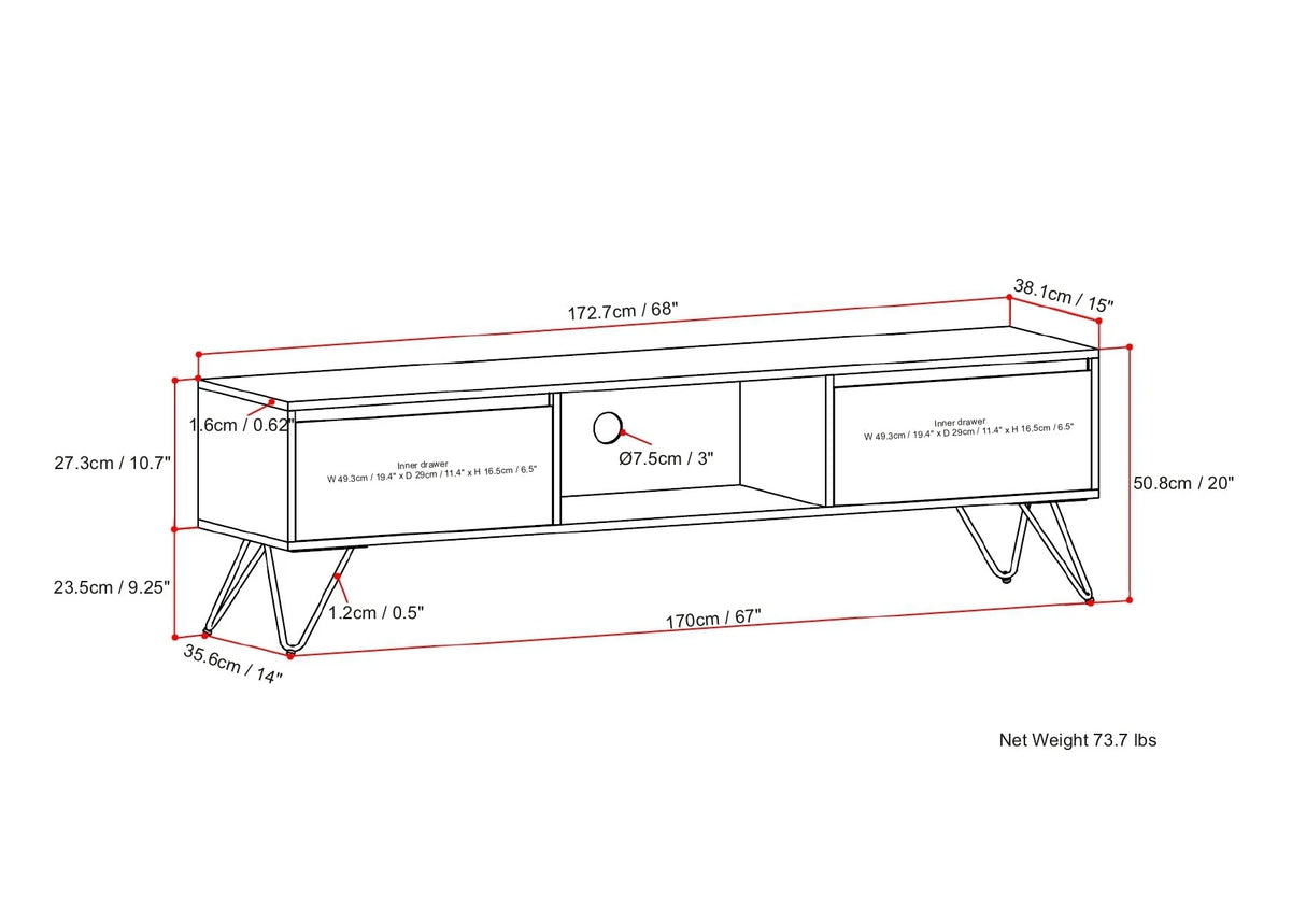 Hunter 68 inch Wide Solid Mango Wood TV Stand in Natural For TVs up to 75 inches - sold by Home Elegance USA